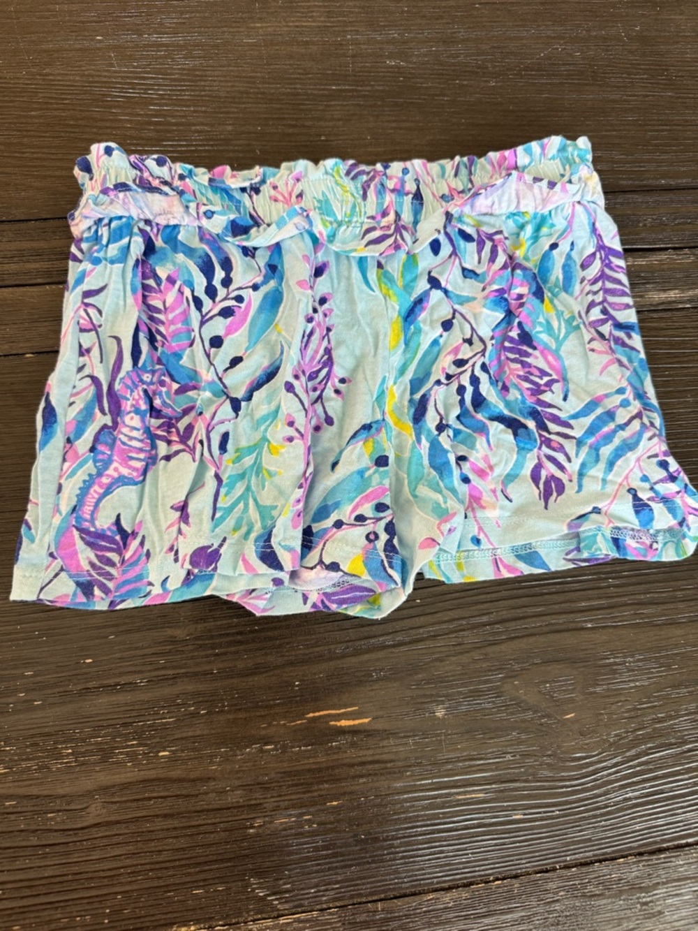 Lilly Pulitzer Multicolor Seafoam Blue Pink Purple Tropical Print Girls Shorts